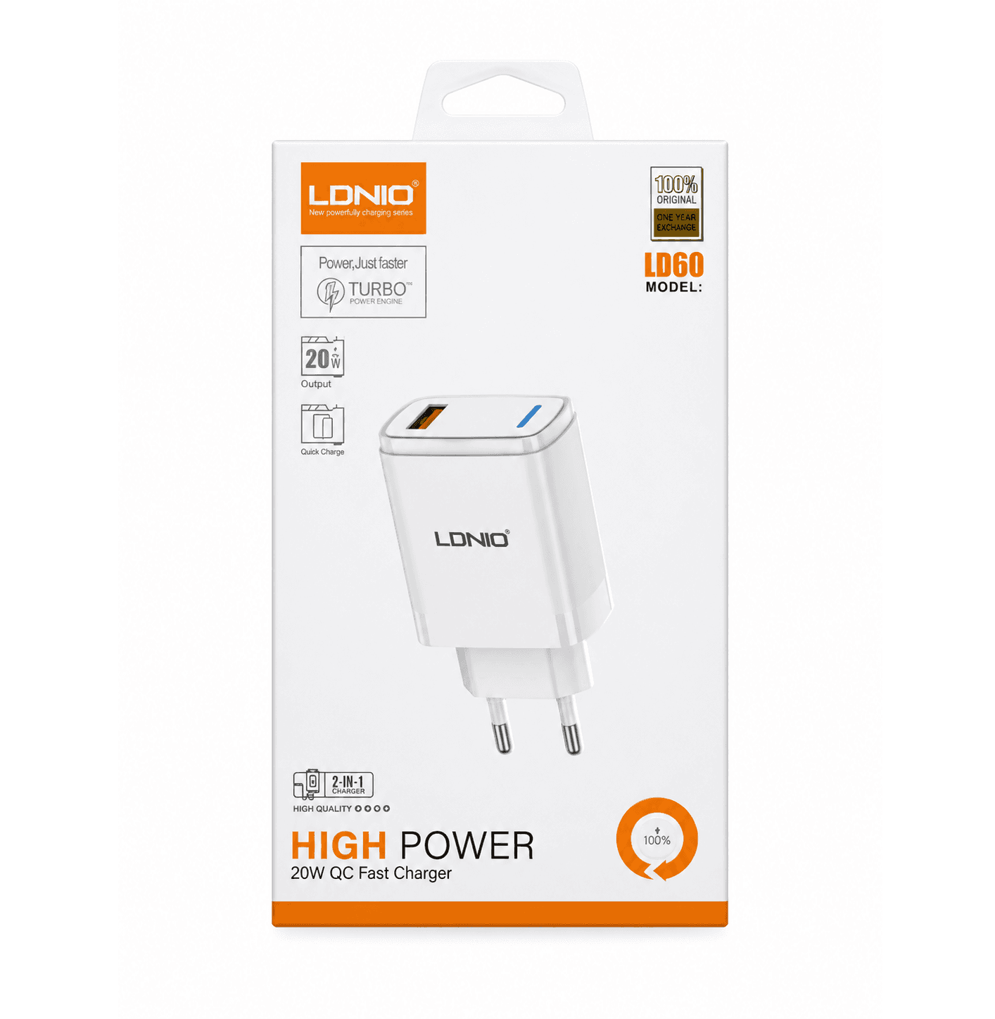 شاحن سريع LDNIO LD60 بقوة 20 واط TYPE-C