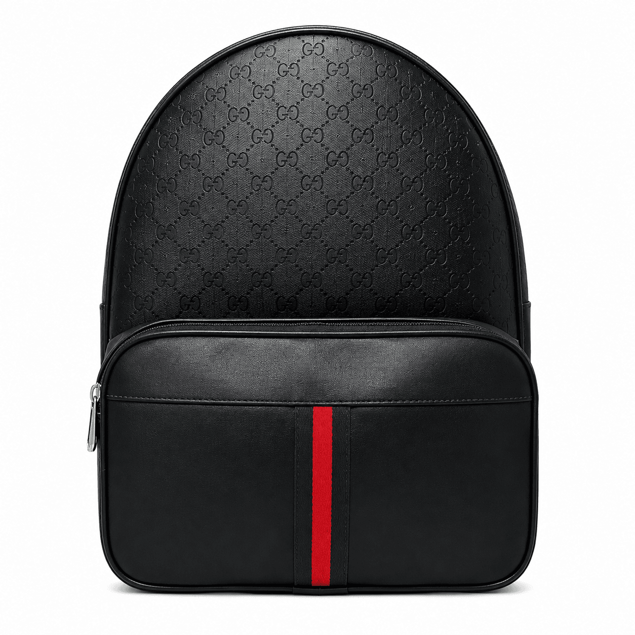 حقيبة ظهر سوداء بنقش مونوغرام وشريط مميز Gucci